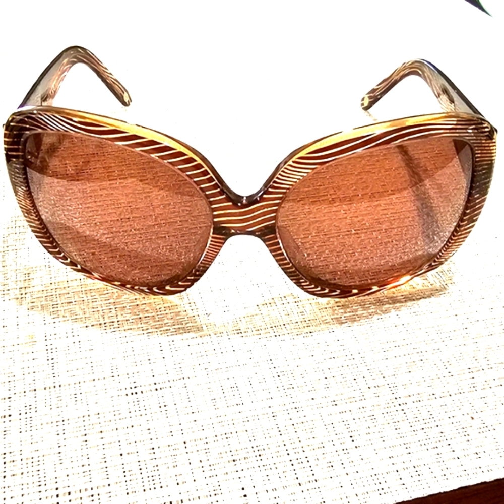 Versace Striped Brown Sunglasses W/ Case